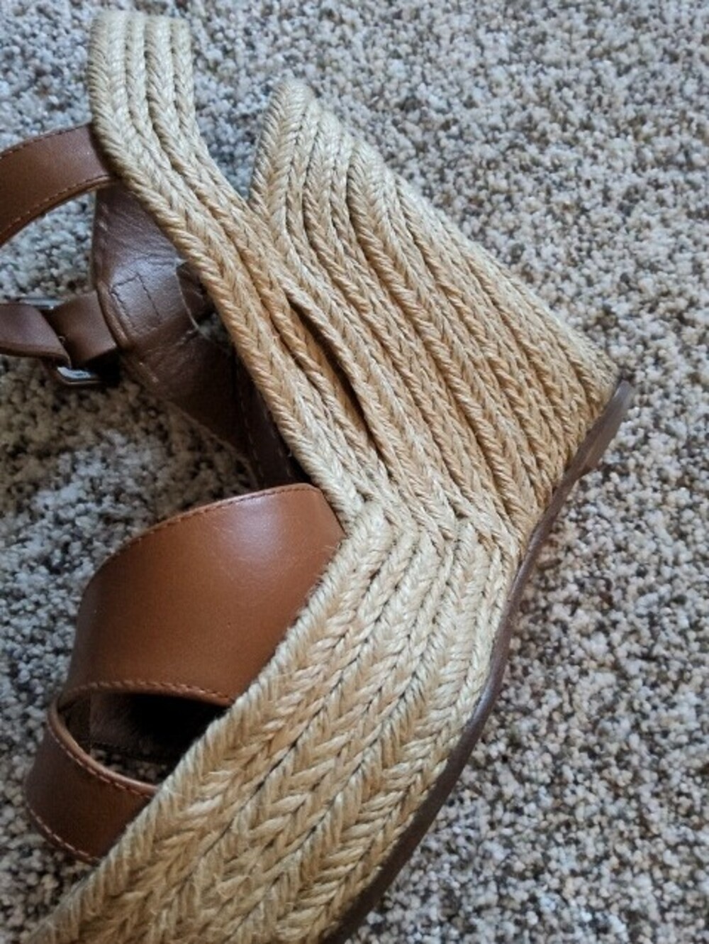 Valentino Brown Leather Slingback/Rope Wedge Sandals - Picture 7 of 7
